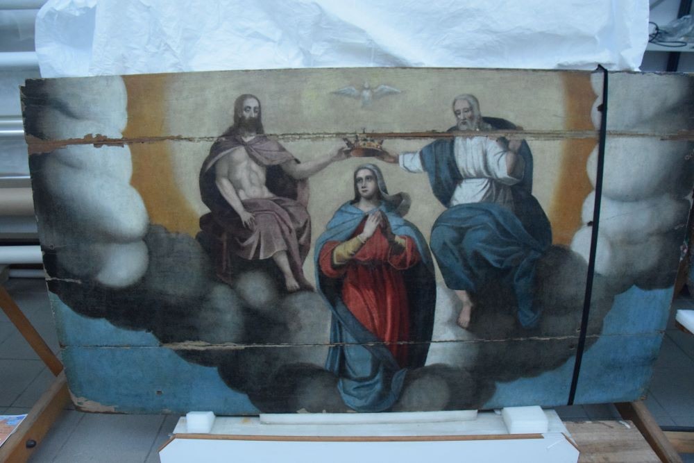 Restauration peinture retable rosaire 12